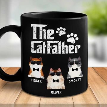 Discover Cat Father - Gift For Dad - Personalized Black Mug