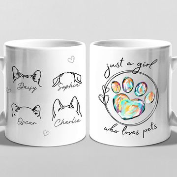 Discover Just A Girl Who Loves Pets - Dog & Cat Personalized Custom Mug - Gift For Pet Owners, Pet Lovers