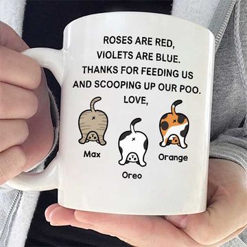Discover Thanks For Scooping Up Our Poo - Funny Personalized Cat Mug