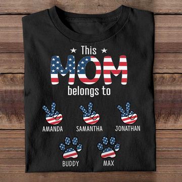 Discover This Mama Belongs To These Kids - Gifts For 4th Of July - Personalized Unisex T-Shirt
