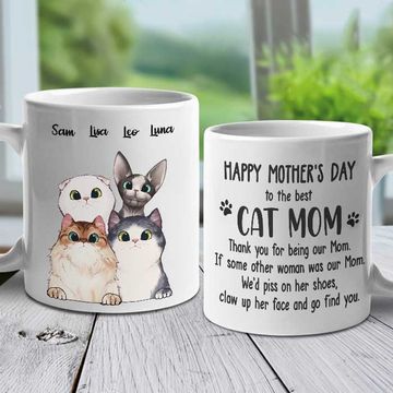 Discover To The Best Cat Mom Thank You For Being Our Mom - Gift For Mother's Day - Personalized Mug