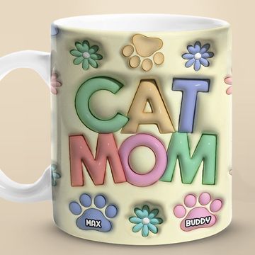 Discover Happy Howlidays Cat Mom Dog Mom - Dog & Cat Personalized Custom 3D Inflated Effect Printed Mug - Christmas Gift For Pet Owners, Pet Lovers