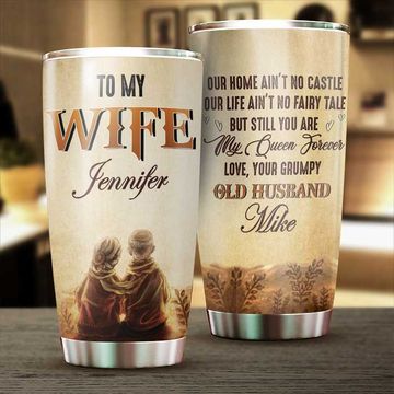 Discover To My Wife, You Are My Queen Forever - Couple Personalized Custom Tumbler - Gift For Couple