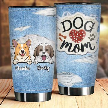 Discover Dog Mom Jeans Texture - Personalized Tumbler