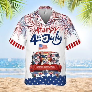 Discover Happy 4th Of July Together - Personalized Hawaiian Shirt - Gift For Dad, Gift For Pet Lovers