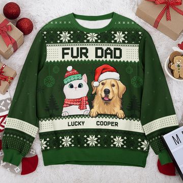 Discover Merry Christmas Green Style - Pet Personalized Custom Ugly Sweatshirt - Unisex Wool Jumper - New Arrival Christmas Gift For Pet Owners, Pet Lovers