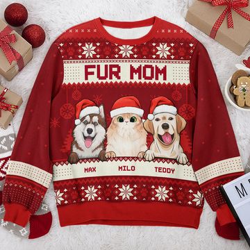 Discover Merry Christmas Red Style - Pet Personalized Custom Ugly Sweatshirt - Unisex Wool Jumper - New Arrival Christmas Gift For Pet Owners, Pet Lovers