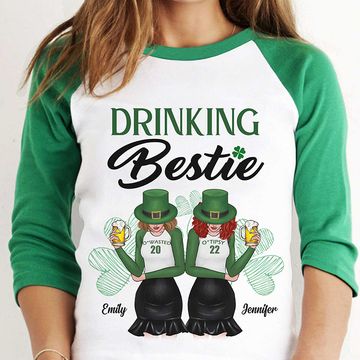 Discover She's My Drinking Bestie - Gift For Besties, Personalized St. Patrick's Day Unisex Baseball Tee