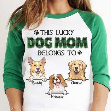 Discover This Lucky Dog Mom, Dog Dad Belongs To - Personalized St. Patrick's Day Unisex Baseball Tee