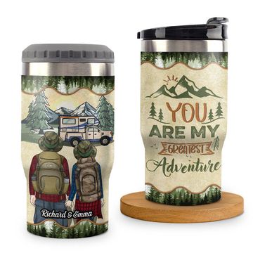 Discover An Adventure Is Going To Happen - Personalized Can Cooler - Gift For Couples, Gift For Camping Lovers