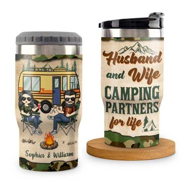 Discover Making Memories One Campsite - Personalized Can Cooler - Gift For Couples, Gift For Camping Lovers