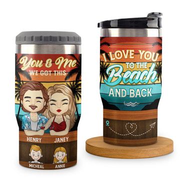 Discover Family Travels Together Stays Together - Personalized Can Cooler - Gift For Couples, Husband Wife