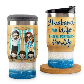 Discover Life Is Better At The Beach - Personalized Can Cooler - Gift For Couples, Husband Wife