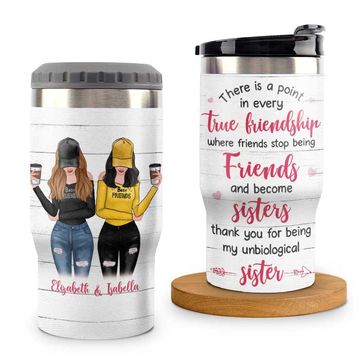 Discover Thanks For Being My Unbiological Sister - Personalized Can Cooler - Gift For Bestie