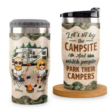 Discover Camping & Making Memories - Personalized Can Cooler - Gift For Couples, Gift For Camping Lovers
