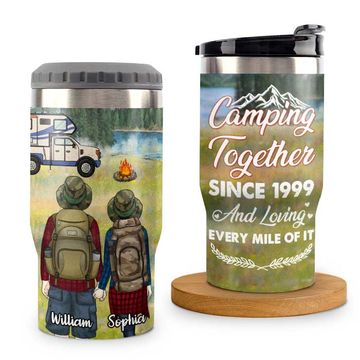 Discover Loving Every Mile Camping With You - Personalized Can Cooler - Gift For Couples, Gift For Camping Lovers