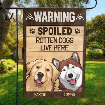 Discover Warning Dog Lives Here - Dog Personalized Custom Flag - Gift For Pet Lovers, Pet Owners