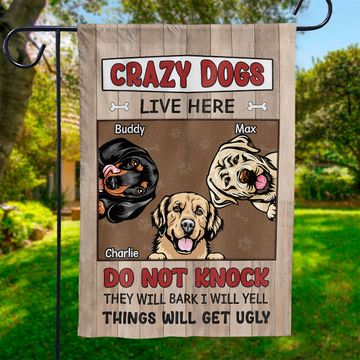 Discover Don't Knock, They'll Bark & I'll Yell - Dog Personalized Custom Flag - Gift For Pet Owners, Pet Lovers