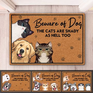 Discover Beware Of Dogs, Cats Are Shady Too - Dog & Cat Personalized Custom Decorative Mat - Gift For Pet Owners, Pet Lovers