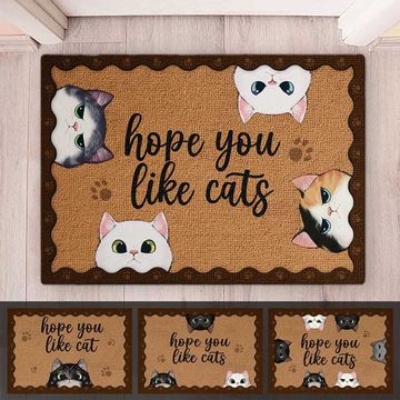 Discover Welcome Hope You Like Cats - Cat Personalized Custom Decorative Mat - Gift For Pet Owners, Pet Lovers