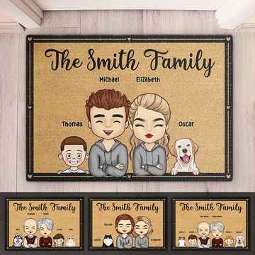Discover Together With Cute Kids & Pets, We Make A Family - Family Personalized Custom Decorative Mat