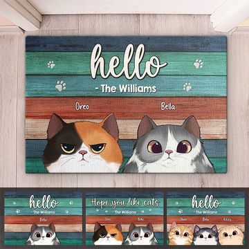 Discover Hello Cats My Dear Friends - Cat Personalized Custom Home Decor Decorative Mat - Gift For Pet Owners, Pet Lovers