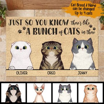 Discover Just So You Know There's Like A Bunch Of Cats In There - Funny Personalized Cat Decorative Mat