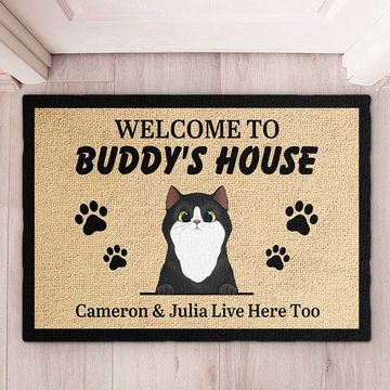 Discover Personalized Welcome to Cat's House - Funny Personalized Cat Decorative Mat, Doormat