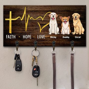 Discover Faith Hope Love - Personalized Key Hanger, Key Holder - Gift For Pet Lovers
