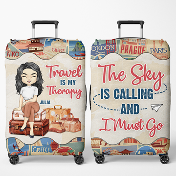 Discover Travel Is My Therapy - Personalized Luggage Cover