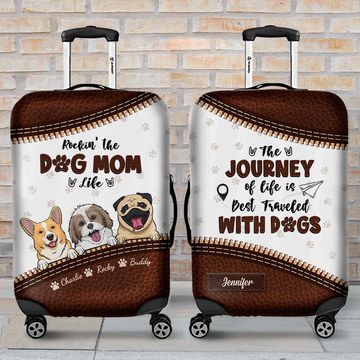 Discover The Journey Of Life Is Best Traveled With Dogs - Gift For Dog Mom, Personalized Luggage Cover