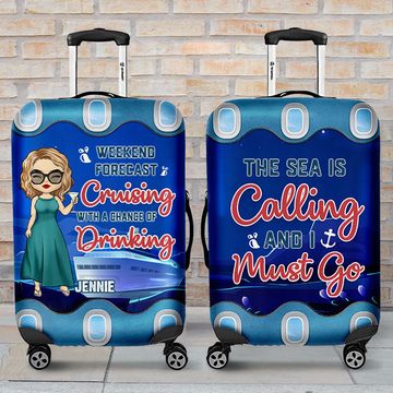 Discover Weekend Forecast Cruising With A Chance Of Drinking - Personalized Luggage Cover