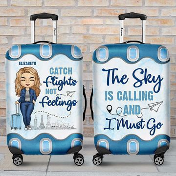 Discover Catch Flights Not Feelings - Personalized Luggage Cover