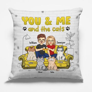 Discover You Me And The Lovely Cats - Cat Personalized Custom Pillow - Christmas Gift For Husband Wife, Pet Owners, Pet Lovers