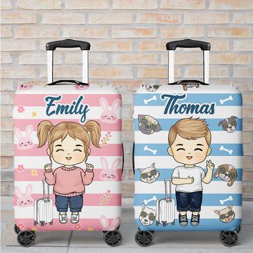 Discover Adventure Is Out There Let's Go Find It - Travel Personalized Custom Luggage Cover For Kids - Holiday Vacation Gift, Gift For Adventure Travel Lovers
