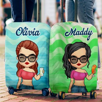 Discover Chibi Summer Vacation - Personalized Luggage Cover - Gift For Bestie