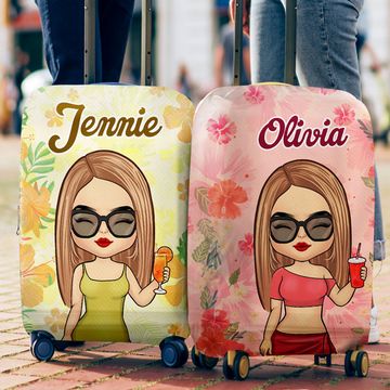 Discover Chibi Summer Floral - Personalized Luggage Cover - Gift For Bestie