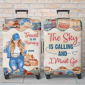 Discover The Beach Is Calling And I Definitely Must Go - Travel Personalized Custom Luggage Cover - Gift For Traveling Lovers