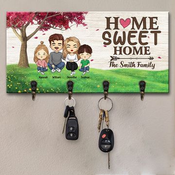 Discover Home Is Where Our Story Begins - Family Personalized Custom Key Hanger, Key Holder - Gift For Family Members