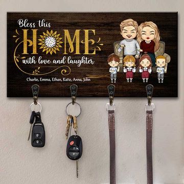 Discover Bless This Home With Love And Laughter - Personalized Key Hanger, Key Holder - Gift For Couples, Husband Wife