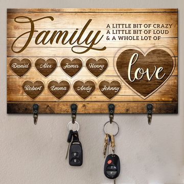 Discover A Whole Lot Of Love - Family Personalized Custom Rectangle Shaped Key Hanger, Key Holder - Gift For Family Members