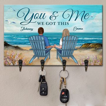 Discover We Are Here, Together - Couple Personalized Custom Rectangle Shaped Key Hanger, Key Holder - Gift For Husband Wife, Anniversary