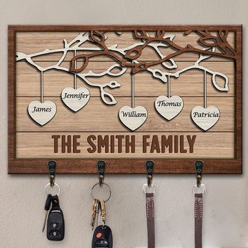 Discover Love Grows Here - Family Personalized Custom Rectangle Shaped Key Hanger, Key Holder - Gift For Family Members