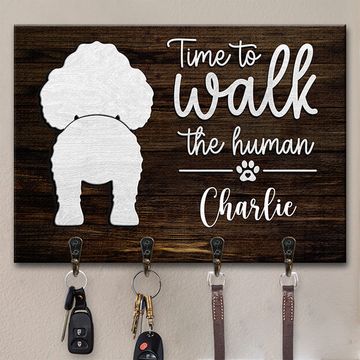 Discover Time To Walk The Human - Dog Personalized Custom Rectangle Shaped Key Hanger, Key Holder - Gift For Pet Owners, Pet Lovers