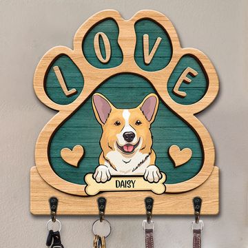 Discover We Love Dogs - Dog Personalized Custom Home Decor Paw Shaped Key Hanger, Key Holder - House Warming Gift For Pet Owners, Pet Lovers