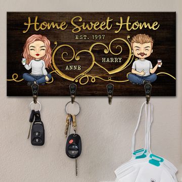 Discover Home Sweet Home - Personalized Key Hanger, Key Holder - Gift for Couples Husband Wife