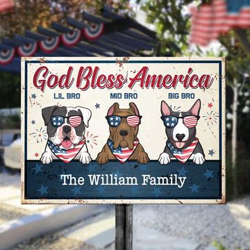 Discover God Bless America - 4th Of July Funny Personalized Pet Metal Sign (Cat & Dog)