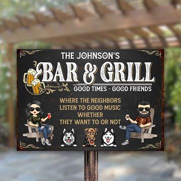 Discover Bar & Grill Good Times - Personalized Metal Sign - Gift For Couples, Husband Wife