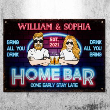 Discover Bring All You Drink Drink All You Bring - Gift For Couples, Husband Wife, Personalized Metal Sign