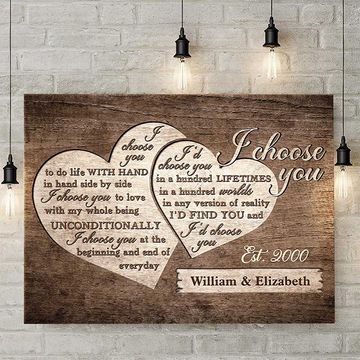 Discover I'd Find You & I'd Choose You - Personalized Horizontal Canvas - Gift For Couples, Husband Wife